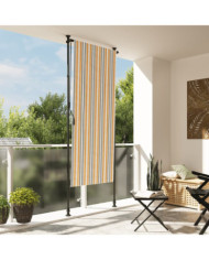Store roulant d'extérieur jaune et blanc 100x270 cm tissu acier | Mobilier & Déco
