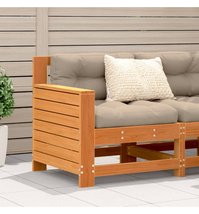 Canapé de jardin accoudoir coussins cire marron bois pin massif | Mobilier & Déco