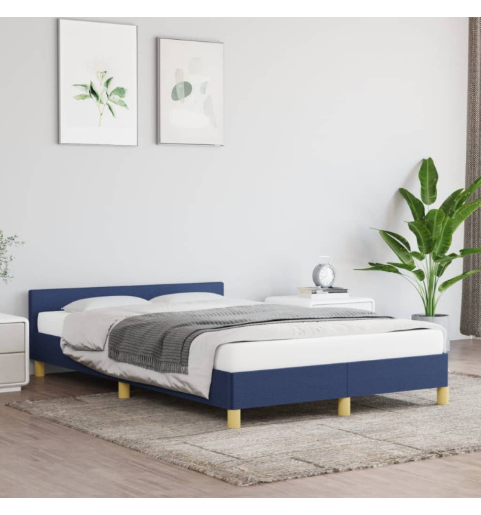 Cadre de lit sans matelas bleu 120x190 cm tissu | Mobilier & Déco