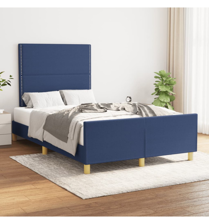 Cadre de lit sans matelas bleu 120x190 cm tissu | Mobilier & Déco