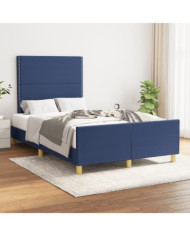 Cadre de lit sans matelas bleu 120x190 cm tissu | Mobilier & Déco