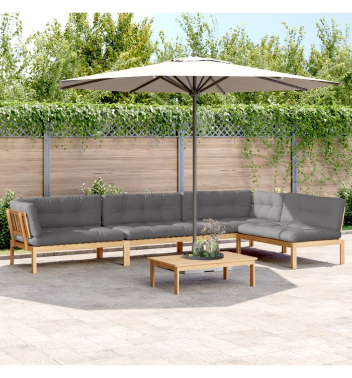 Salon palette de jardin avec coussins 5pcs bois d'acacia massif | Mobilier & Déco