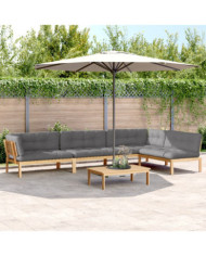 Salon palette de jardin avec coussins 5pcs bois d'acacia massif | Mobilier & Déco