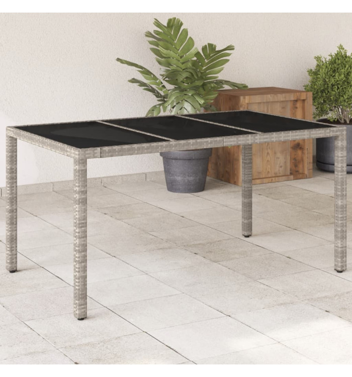 Table de jardin dessus en verre gris clair résine tressée | Mobilier & Déco