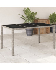 Table de jardin dessus en verre gris clair résine tressée | Mobilier & Déco