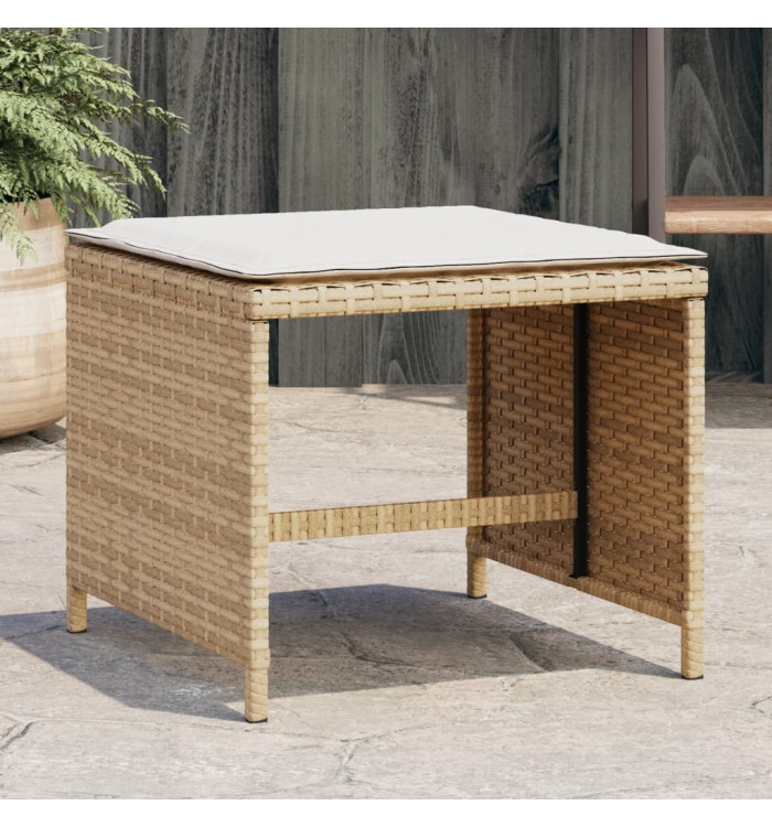 Tabourets de jardin et coussins lot de 4 beige 41x41x36cm rotin | Mobilier & Déco