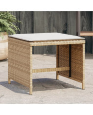 Tabourets de jardin et coussins lot de 4 beige 41x41x36cm rotin | Mobilier & Déco