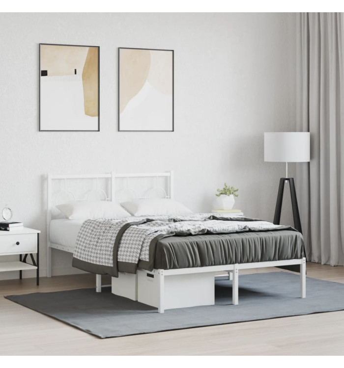 Cadre de lit métal sans matelas et tête de lit blanc 120x190 cm | Mobilier & Déco