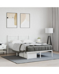 Cadre de lit métal sans matelas et tête de lit blanc 120x190 cm | Mobilier & Déco