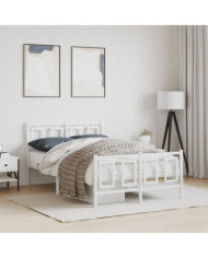 Cadre de lit métal sans matelas et pied de lit blanc 120x190 cm | Mobilier & Déco