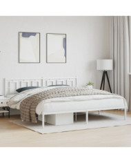 Cadre de lit métal sans matelas et tête de lit blanc 193x203 cm | Mobilier & Déco