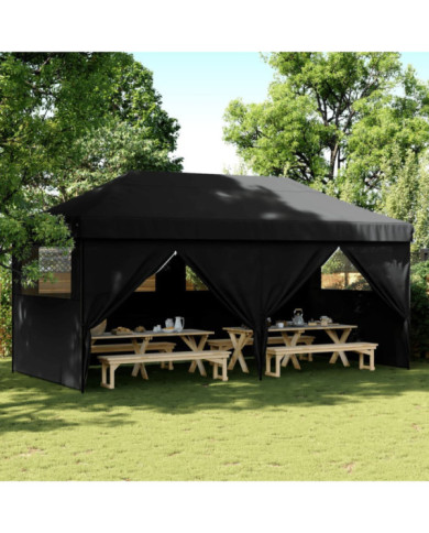 Tente de réception pliable escamotable 4 parois latérales noir | Mobilier & Déco