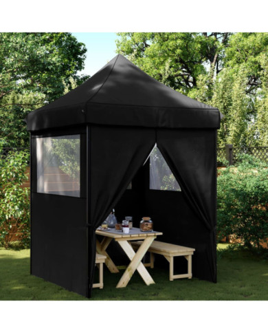 Tente de réception pliable escamotable 4 parois latérales noir | Mobilier & Déco