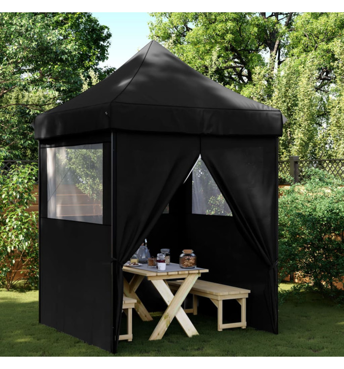 Tente de réception pliable escamotable 4 parois latérales noir | Mobilier & Déco