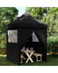 Tente de réception pliable escamotable 4 parois latérales noir | Mobilier & Déco
