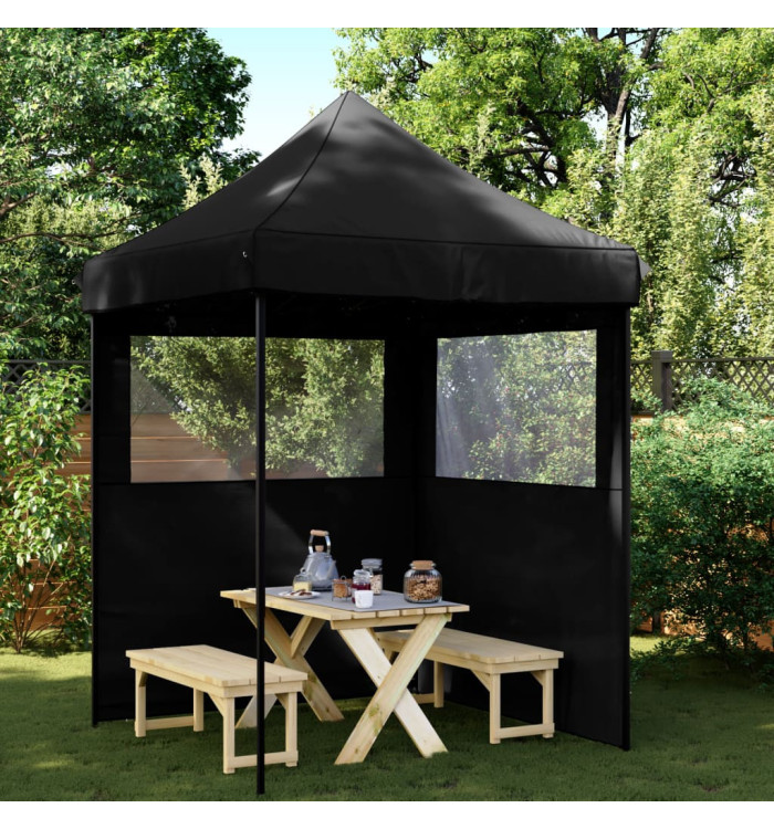 Tente de réception pliable escamotable 2 parois latérales noir | Mobilier & Déco