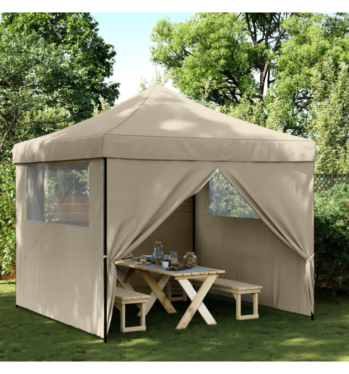 Tente de réception pliable escamotable 4 parois latérales taupe | Mobilier & Déco