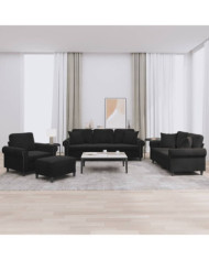 Ensemble de canapés 4 pcs avec coussins noir velours | Mobilier & Déco