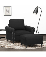 Fauteuil avec repose-pied Noir 60 cm Velours | Mobilier & Déco