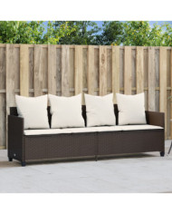 Chaise longue avec coussins marron résine tressée | Mobilier & Déco