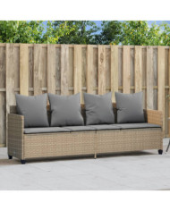 Chaise longue avec coussins beige résine tressée | Mobilier & Déco
