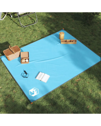 Couverture de pique-nique avec piquets bleu 205x155 cm | Mobilier & Déco