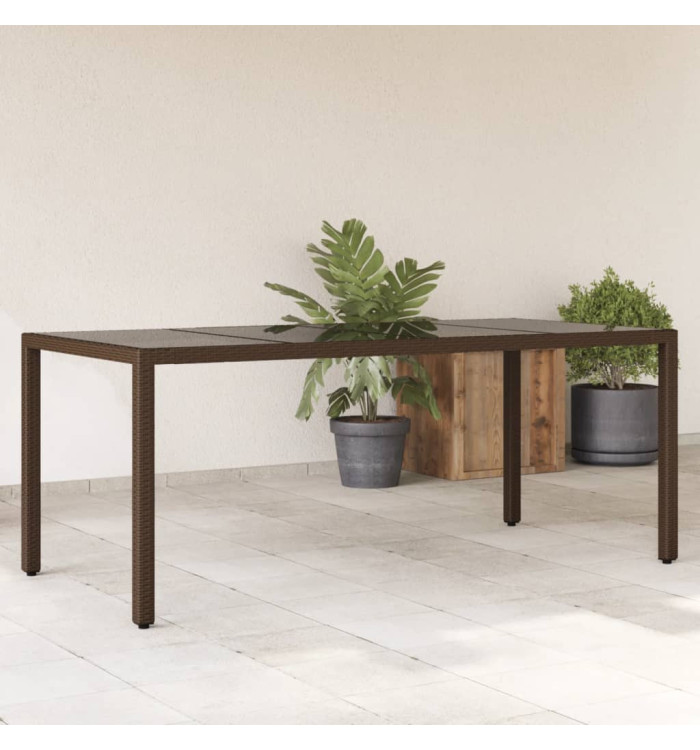 Table de jardin avec dessus en verre marron résine tressée | Mobilier & Déco