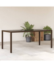 Table de jardin avec dessus en verre marron résine tressée | Mobilier & Déco