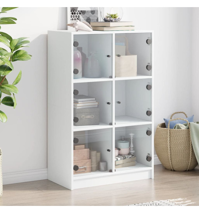 Buffet haut avec portes blanc 68x37x109 cm bois d'ingénierie | Mobilier & Déco
