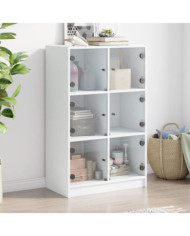 Buffet haut avec portes blanc 68x37x109 cm bois d'ingénierie | Mobilier & Déco