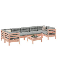 Salon de jardin 8 pcs avec coussins sapin douglas solide | Mobilier & Déco