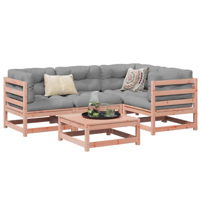 Salon de jardin 5 pcs et coussins bois massif sapin de douglas | Mobilier & Déco