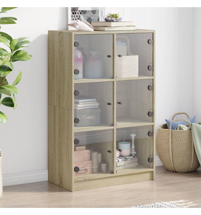 Buffet haut avec portes chêne sonoma bois d'ingénierie | Mobilier & Déco