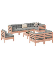 Salon de jardin 9 pcs avec coussins sapin de douglas solide | Mobilier & Déco