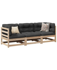 Salon de jardin 3 pcs bois de pin massif | Mobilier & Déco