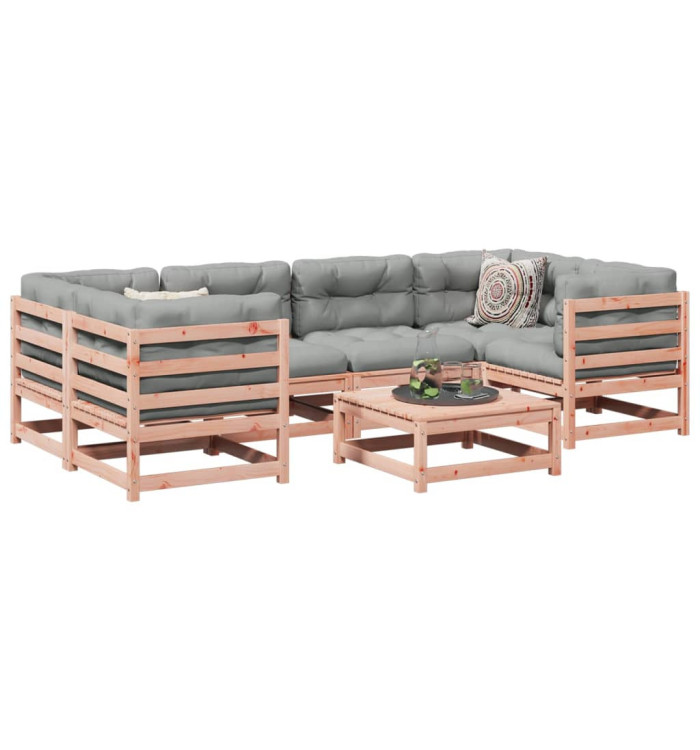 Salon de jardin 7 pcs et coussins bois massif sapin de douglas | Mobilier & Déco