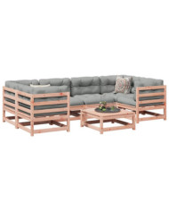 Salon de jardin 7 pcs et coussins bois massif sapin de douglas | Mobilier & Déco