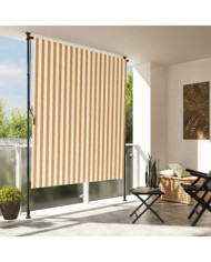 Store roulant d'extérieur orange et blanc 150x270cm tissu acier | Mobilier & Déco