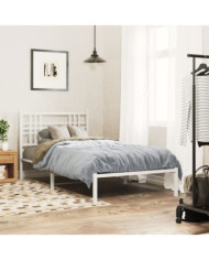 Cadre de lit métal sans matelas et tête de lit blanc 100x200 cm | Mobilier & Déco