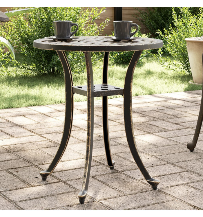 Table de jardin bronze Ø48x53 cm aluminium coulé | Mobilier & Déco
