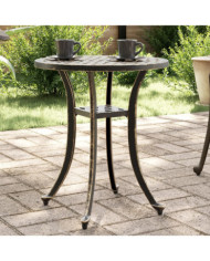Table de jardin bronze Ø48x53 cm aluminium coulé | Mobilier & Déco
