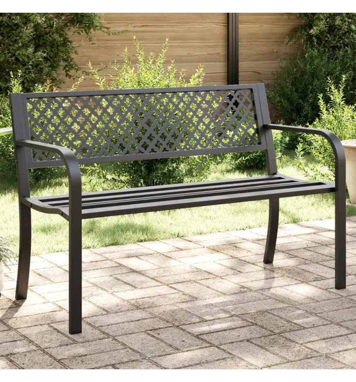 Banc de jardin 119 cm noir acier | Mobilier & Déco