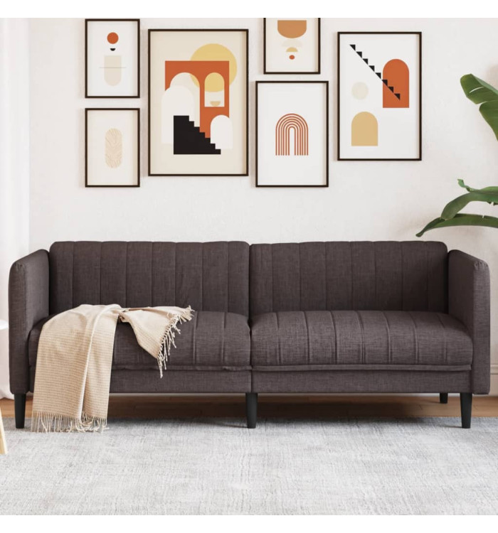 Canapé à 3 places marron foncé tissu | Mobilier & Déco