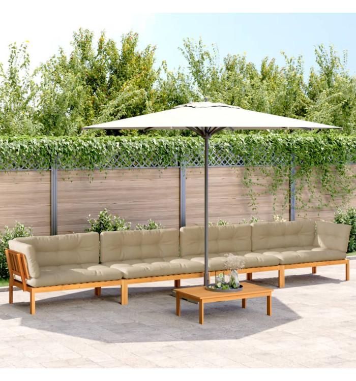 Salon palette de jardin avec coussins 5pcs bois d'acacia massif | Mobilier & Déco