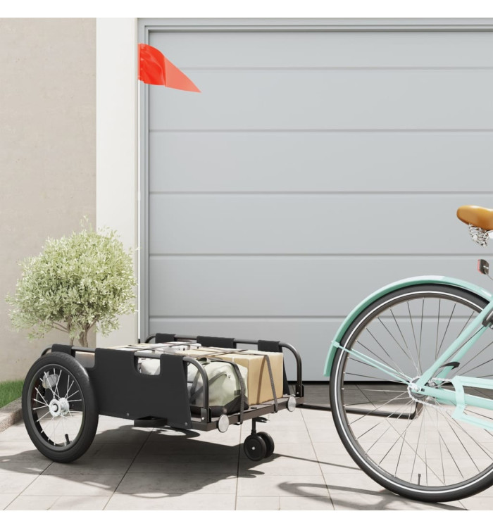 Remorque de vélo noir tissu oxford et fer | Mobilier & Déco
