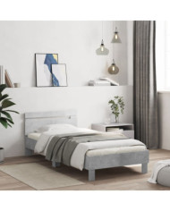 Cadre de lit sans matelas avec tête de lit gris béton 100x200cm | Mobilier & Déco