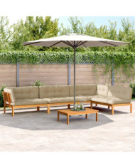 Salon palette de jardin avec coussins 5pcs bois d'acacia massif | Mobilier & Déco