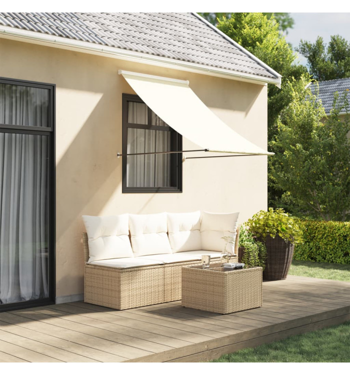 Auvent rétractable crème 150x150 m tissu et acier | Mobilier & Déco