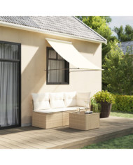 Auvent rétractable crème 150x150 m tissu et acier | Mobilier & Déco