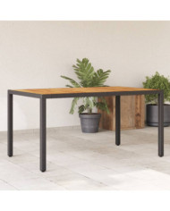 Table de jardin et dessus en bois d'acacia noir résine tressée | Mobilier & Déco